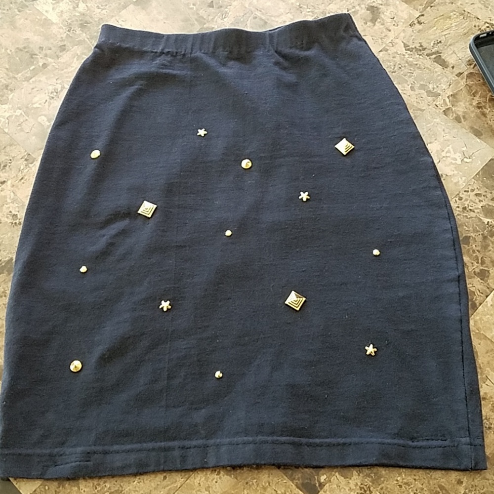 Vintage 90's Lycra Mini Skirt with Gold Studs Punk